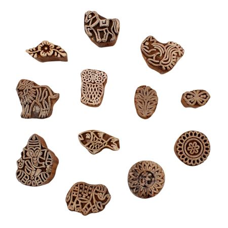 Set of 12 Piece New Mix Wooden Printing Blocks